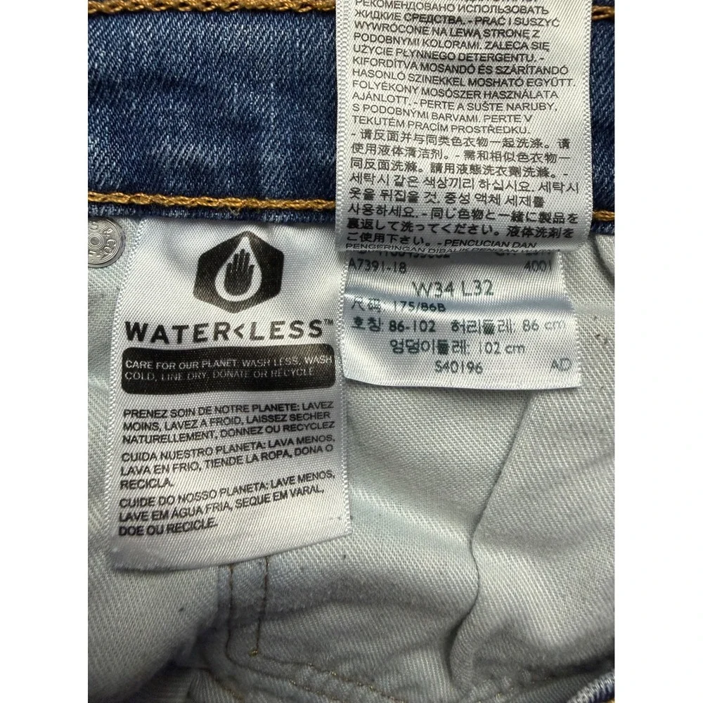 Levis 510 Skinny Fit Mens Jeans 34x32 Medium Wash Blue WaterLess 05510-0721